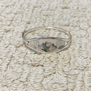 Silver Bangle With Abalone Accents